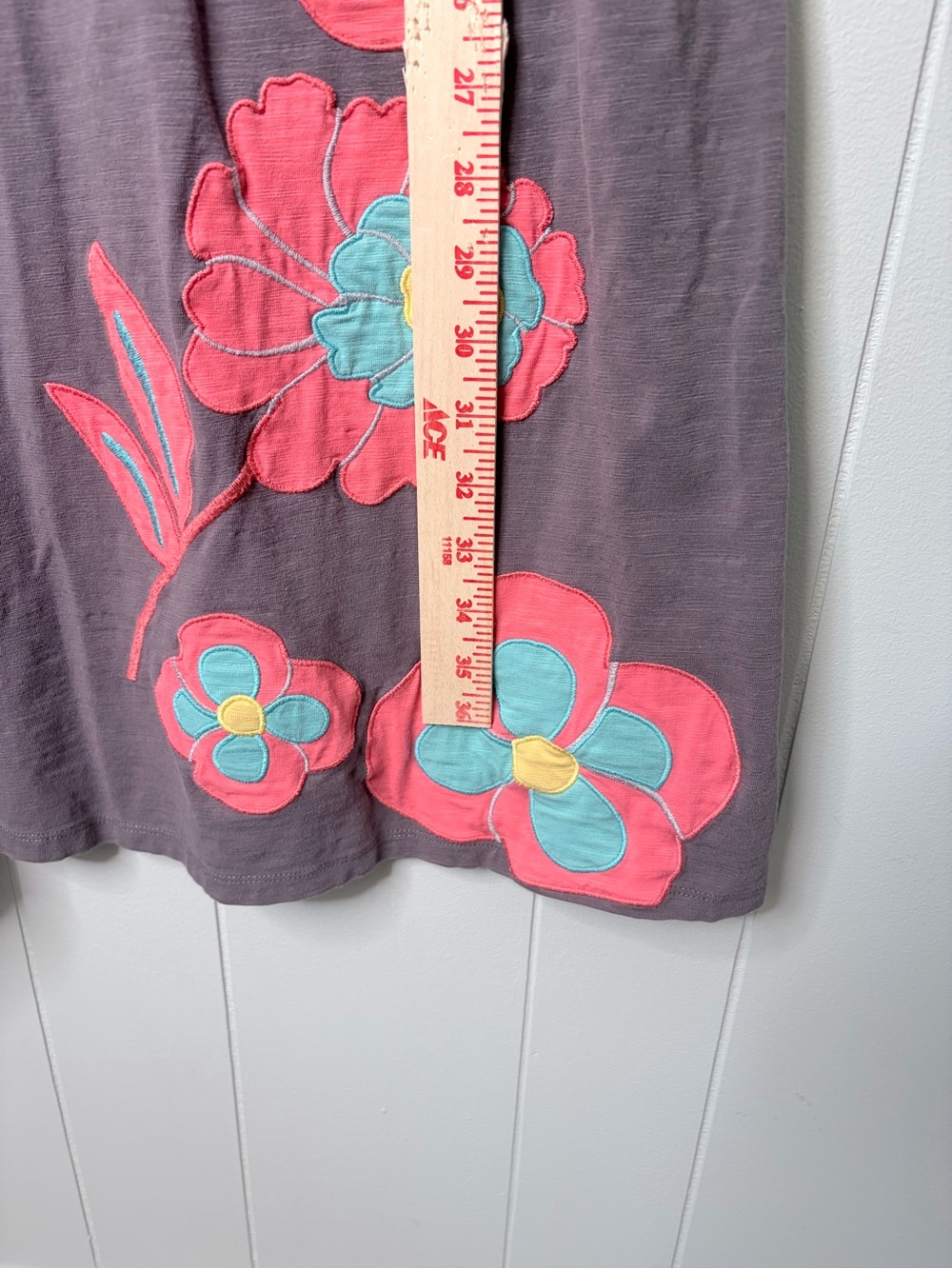 Boden Mushroom Brown Floral Appliqué Knit Dress Cotton Women’s 14 - Picture 6 of 9